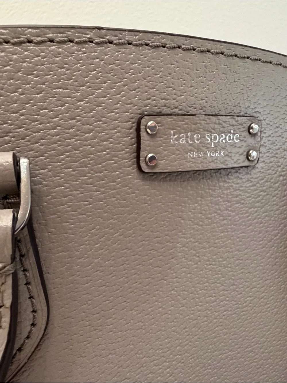 kate spade Gray Pebbled Leather Satchel with Removable Strap